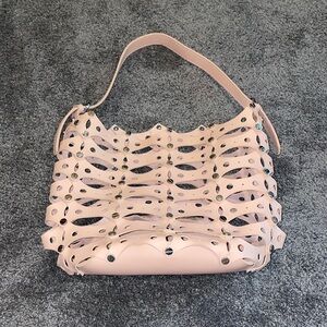 Stylish Light Pink Bucket Bag with cut outs